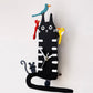Hand-Painted Black Cat Wall Clock with Moving Pendulum