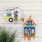 Hand-Painted Metal Beach House Clock