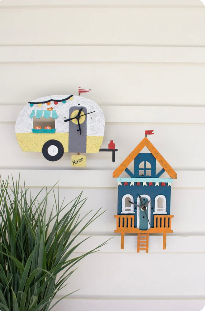 Hand-Painted Metal Beach House Clock