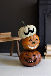 Hand Painted Metal Halloween Stacking Jack-O-Lanterns