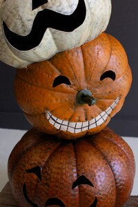 Hand Painted Metal Halloween Stacking Jack-O-Lanterns