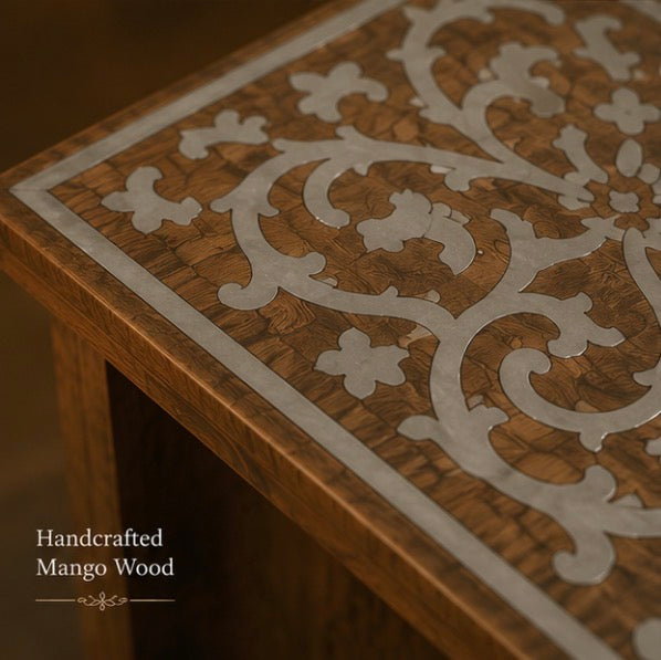 Heritage Inlay Mango Wood Step Stool – Limited Final Stock