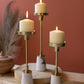 Set of 3 Brass Pillar Candle Holders with Marble Bases