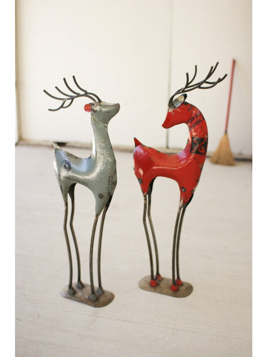 Set of 2 Recycled Iron Deer