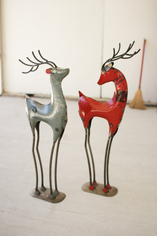 Set of 2 Recycled Iron Deer