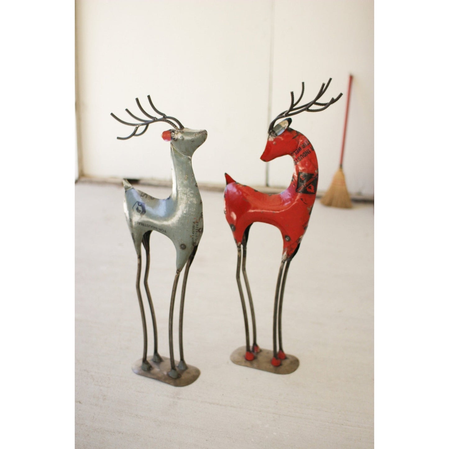 Set of 2 Recycled Iron Deer