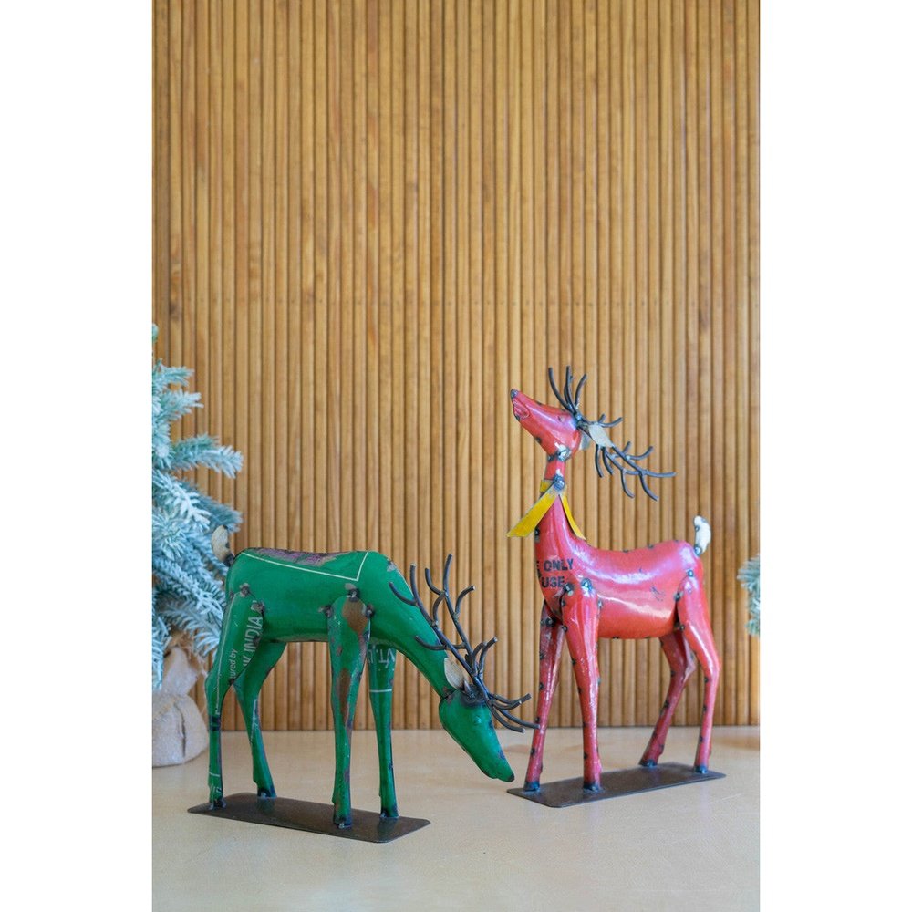 Set of 2 Recycled Metal Deer