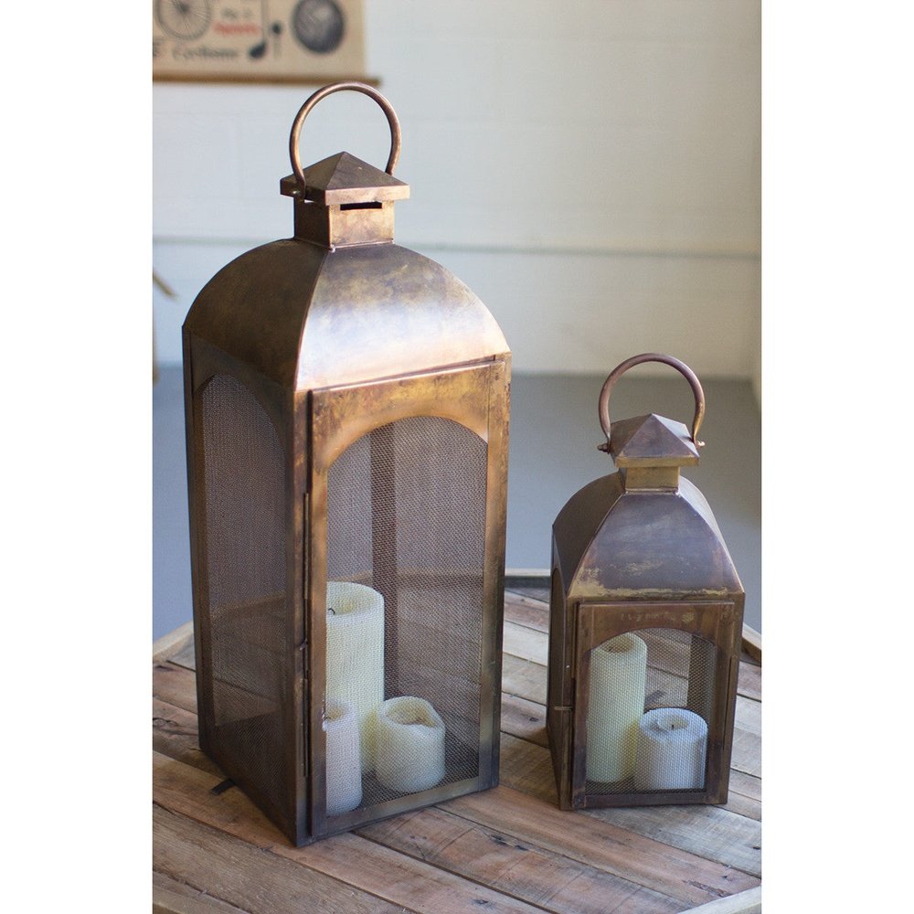 Set of 2 Antique Bronze Lanterns