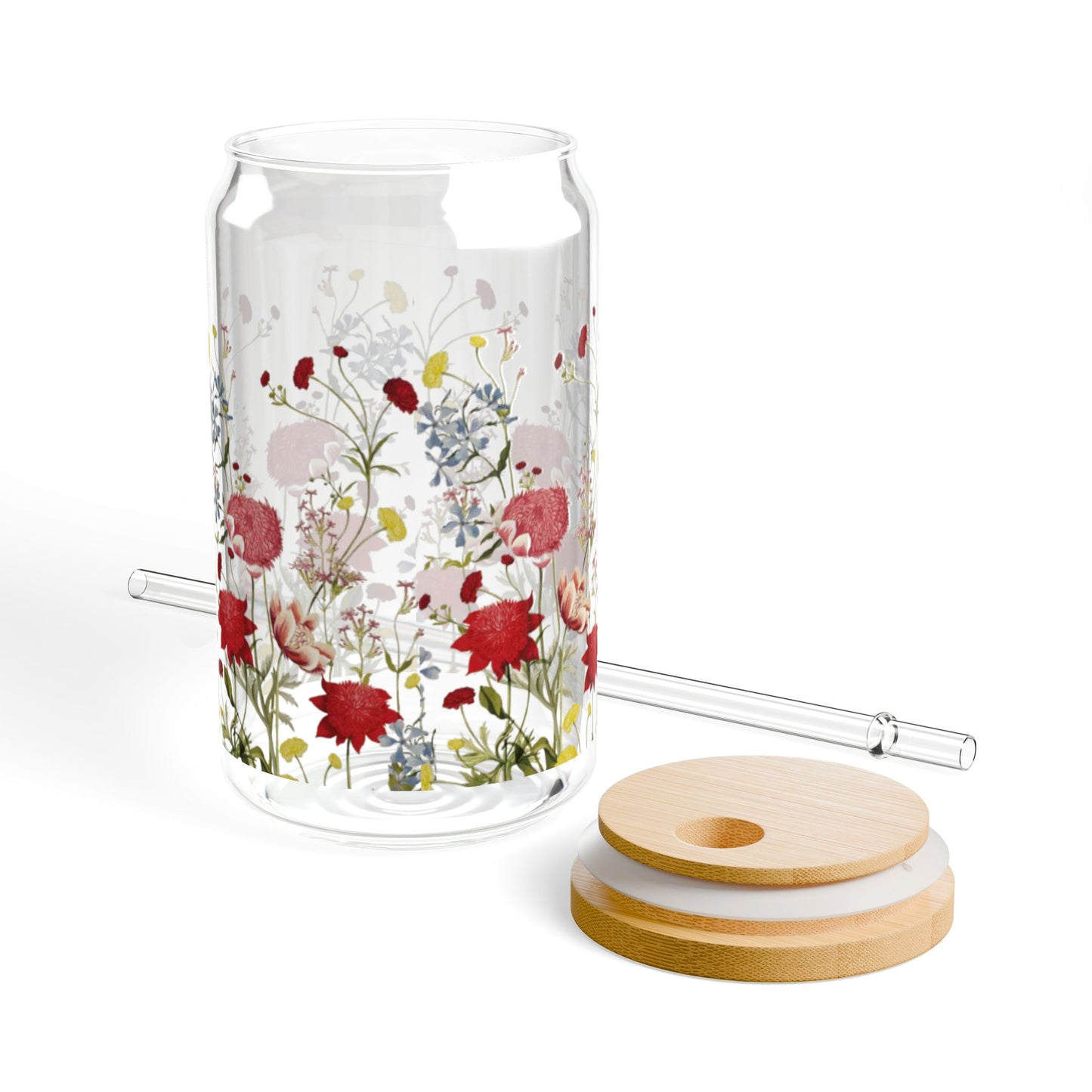 Handmade Floral Sipper Glass with Watercolor Wildflowers – Delicate Drinkware for Nature Enthusiasts