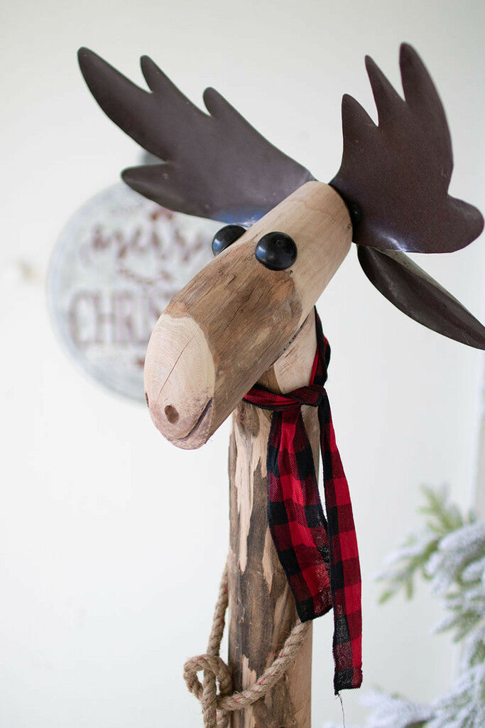 Recycled Wood and Iron Moose