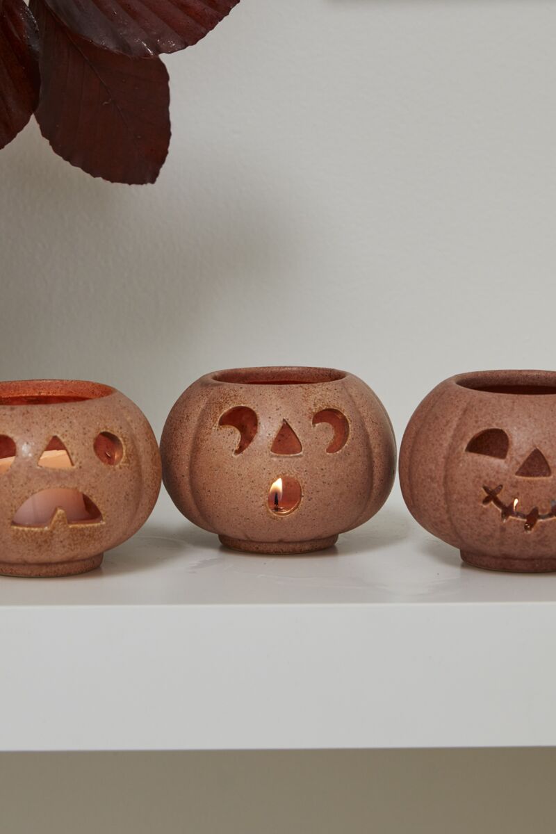 Grinning Pumpkin Votive Candle Holder Set of 6