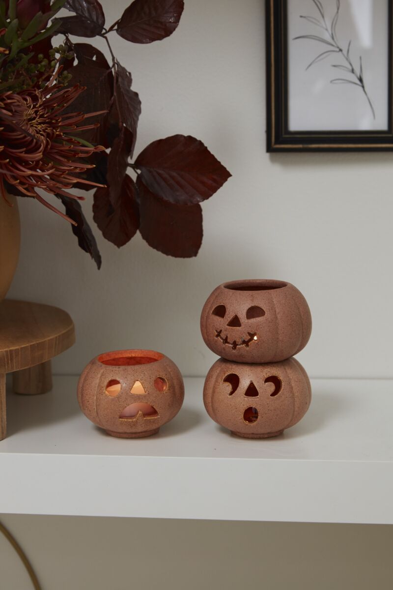 Grinning Pumpkin Votive Candle Holder Set of 6