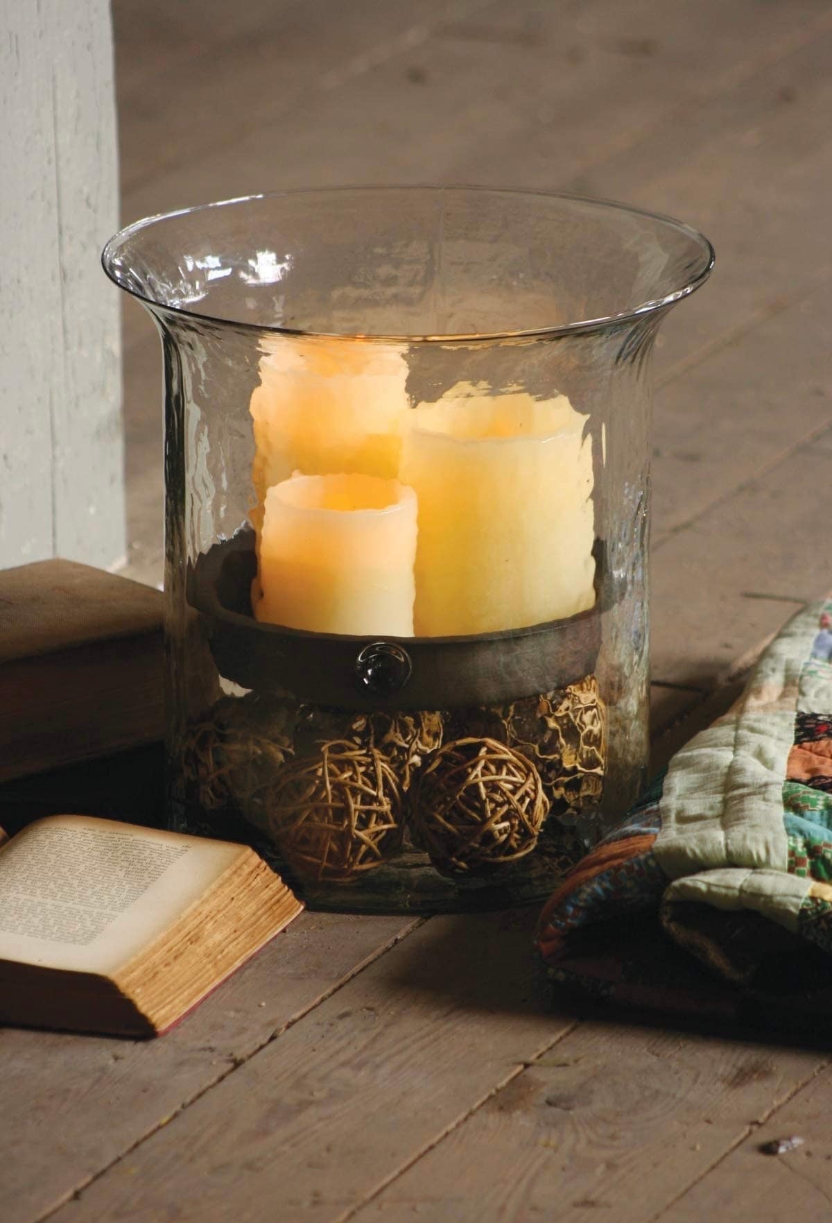 Giant Glass Candle Cylinder With Rustic Insert