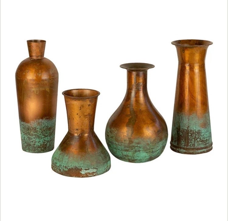 Set of Four Copper Vases