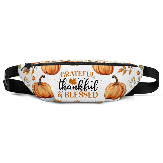 Grateful, Thankful & Blessed Autumn Fanny Pack | Fall Festival Bag | Cute Waist Bag for Thanksgiving - Everyday Use - Gifts