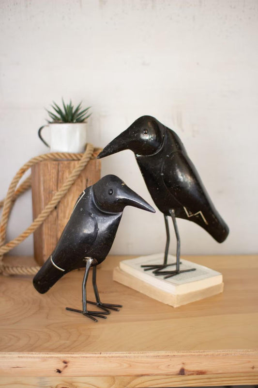 Set of 2 Vintage Black Iron Crows