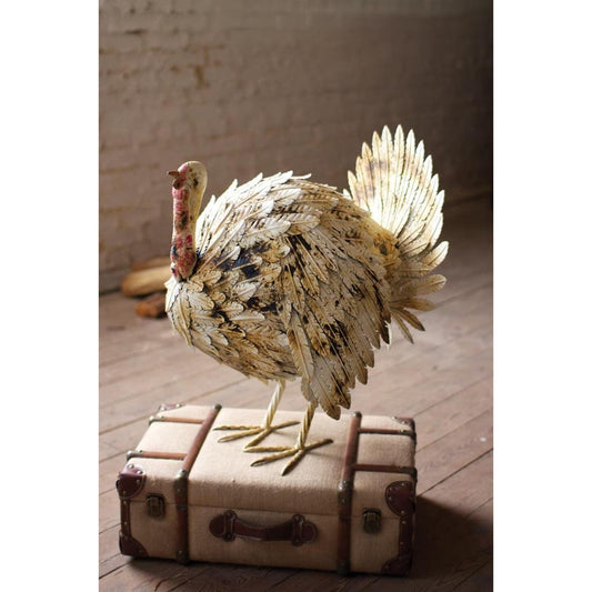Vintage White Painted Metal Turkey