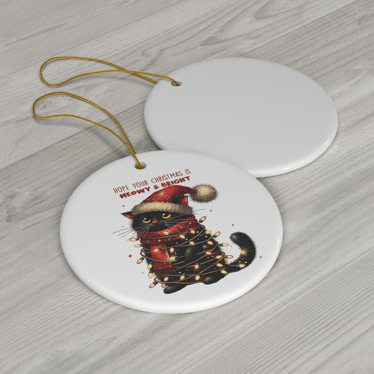 Ceramic Ornament, Funny Christmas Animal Kitty