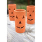 Set of 6 Pumpkin Clay Jack-O-Lantern Luminaries