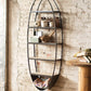 Raw Metal and Wood Oval Wall Shelf