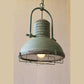 Unique Rustic Turquoise Pendant Light with Wire Cage