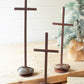 Scrap Metal Crosses with Caged Rock Bases Set of 3